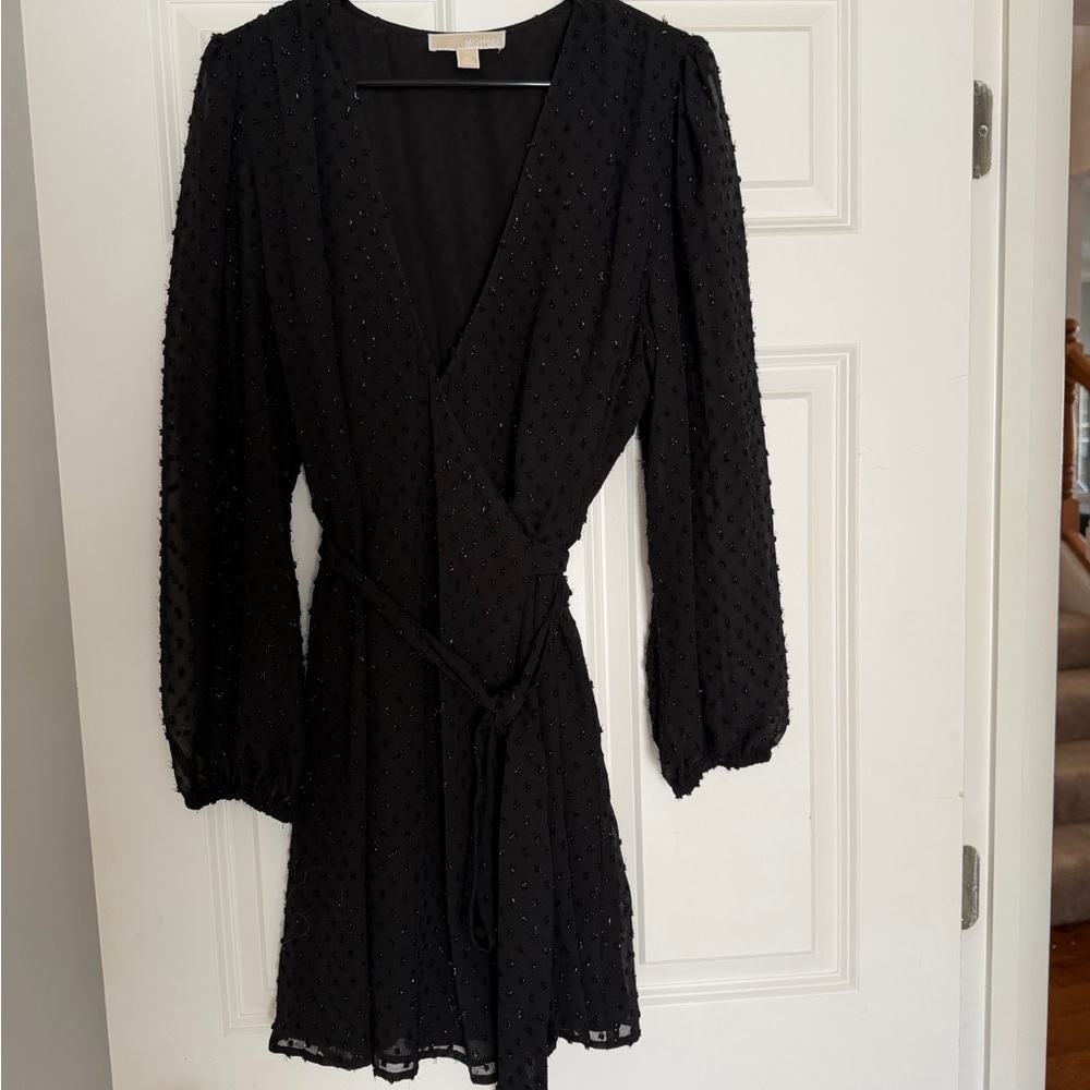 Michael Kors Black Embellished Wrap Blouse